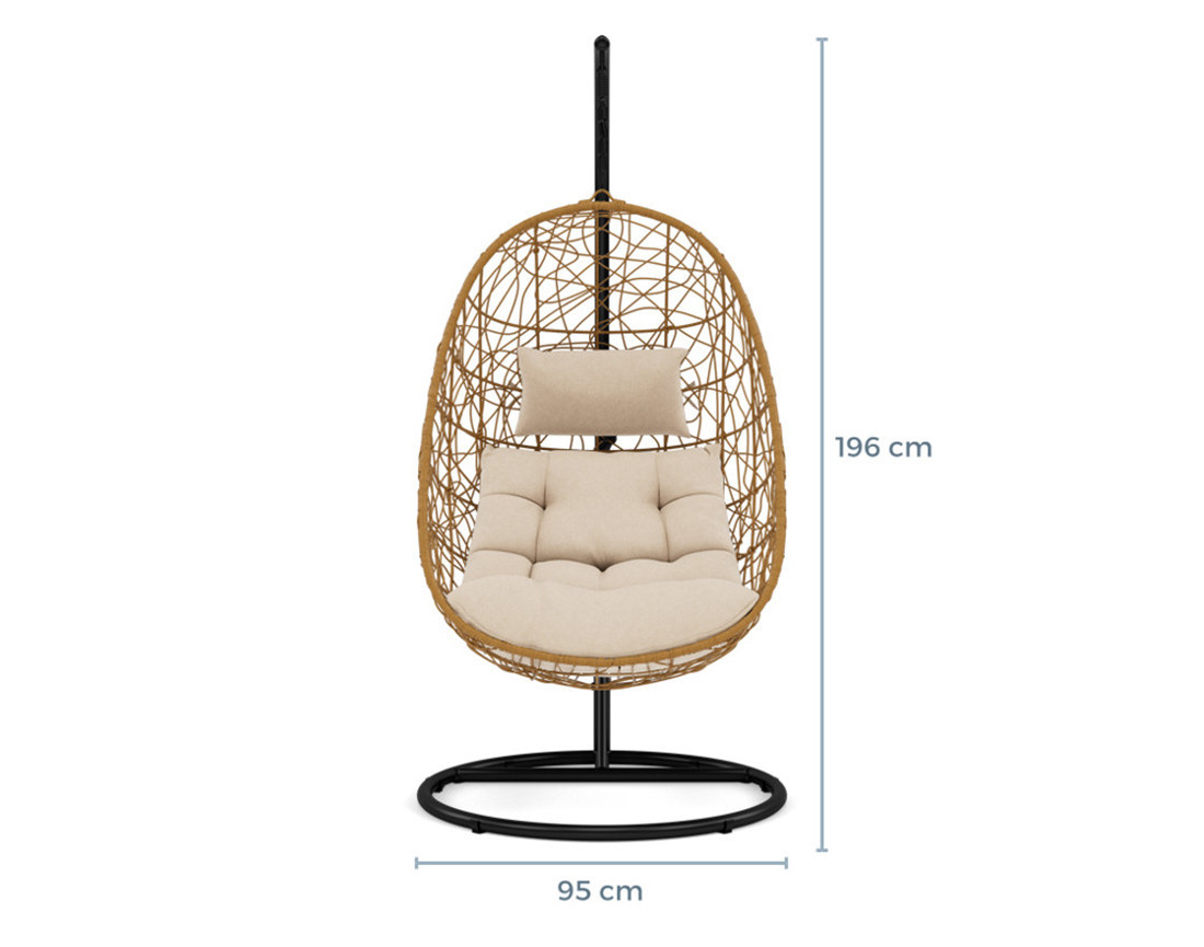 Fauteuil suspendu 1 place effet rotin naturel Leila