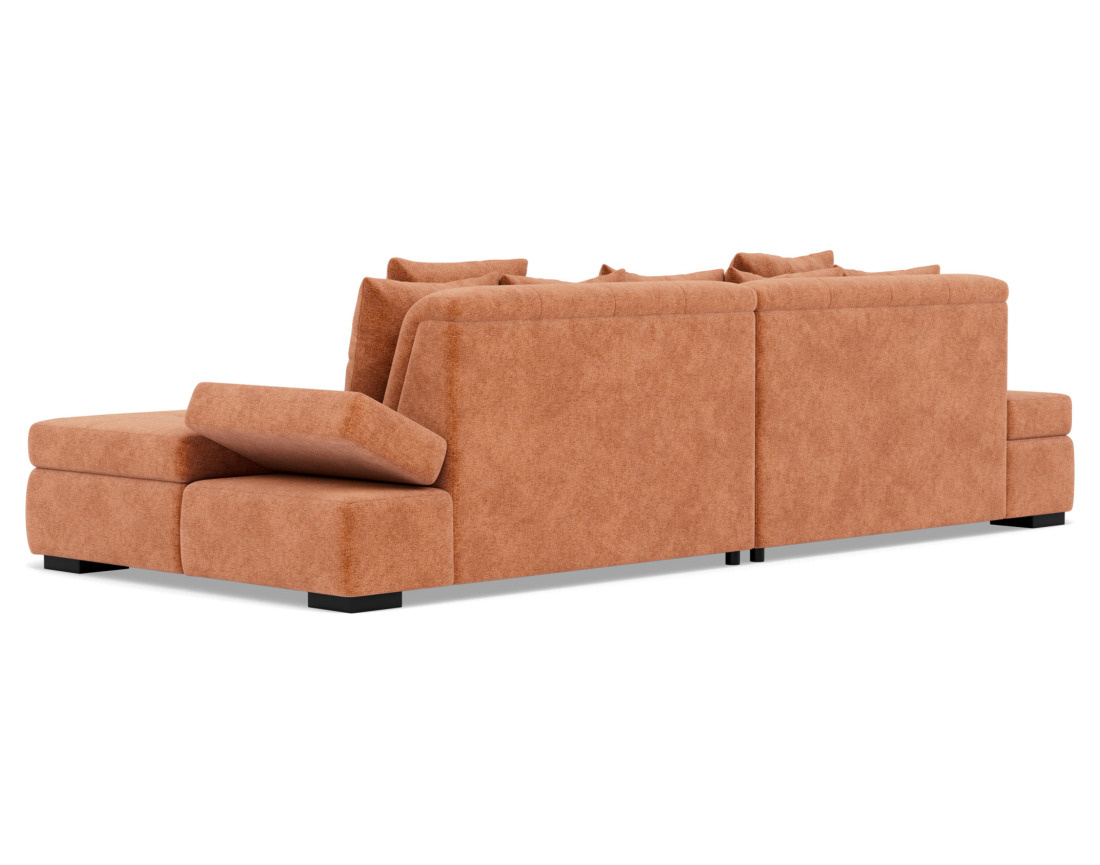 Canapé droit 4 places avec double méridienne - assise profonde - en velours texturé Vermont