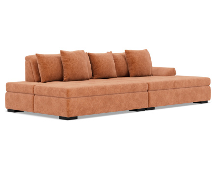 Canapé droit 4 places avec double méridienne - assise profonde - en velours texturé Vermont