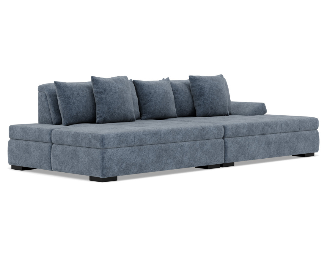 Canapé droit 4 places avec double méridienne - assise profonde - en velours texturé Vermont