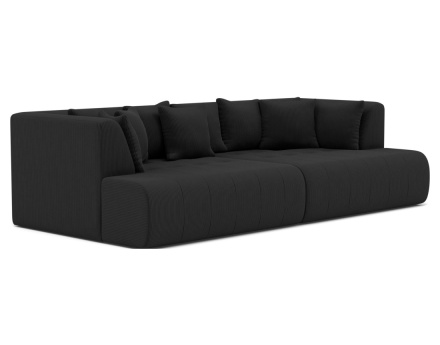 Canapé droit 4 places avec double méridienne - assise profonde - en velours côtelé Onyx