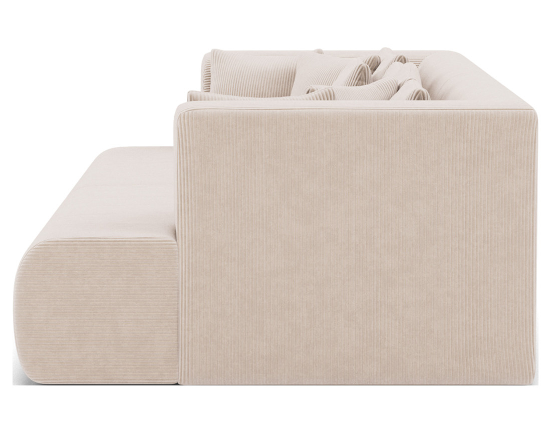 Canapé droit 4 places avec double méridienne - assise profonde - en velours côtelé Onyx