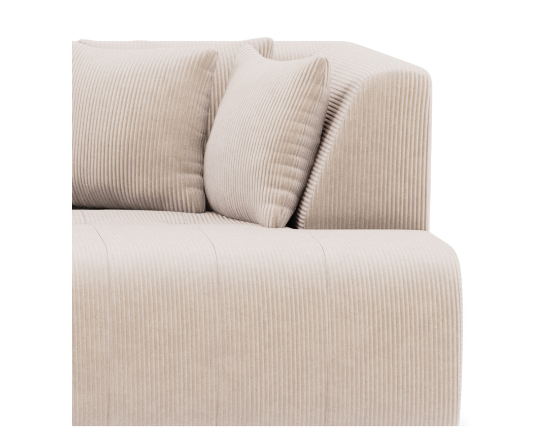 Canapé droit 4 places avec double méridienne - assise profonde - en velours côtelé Onyx