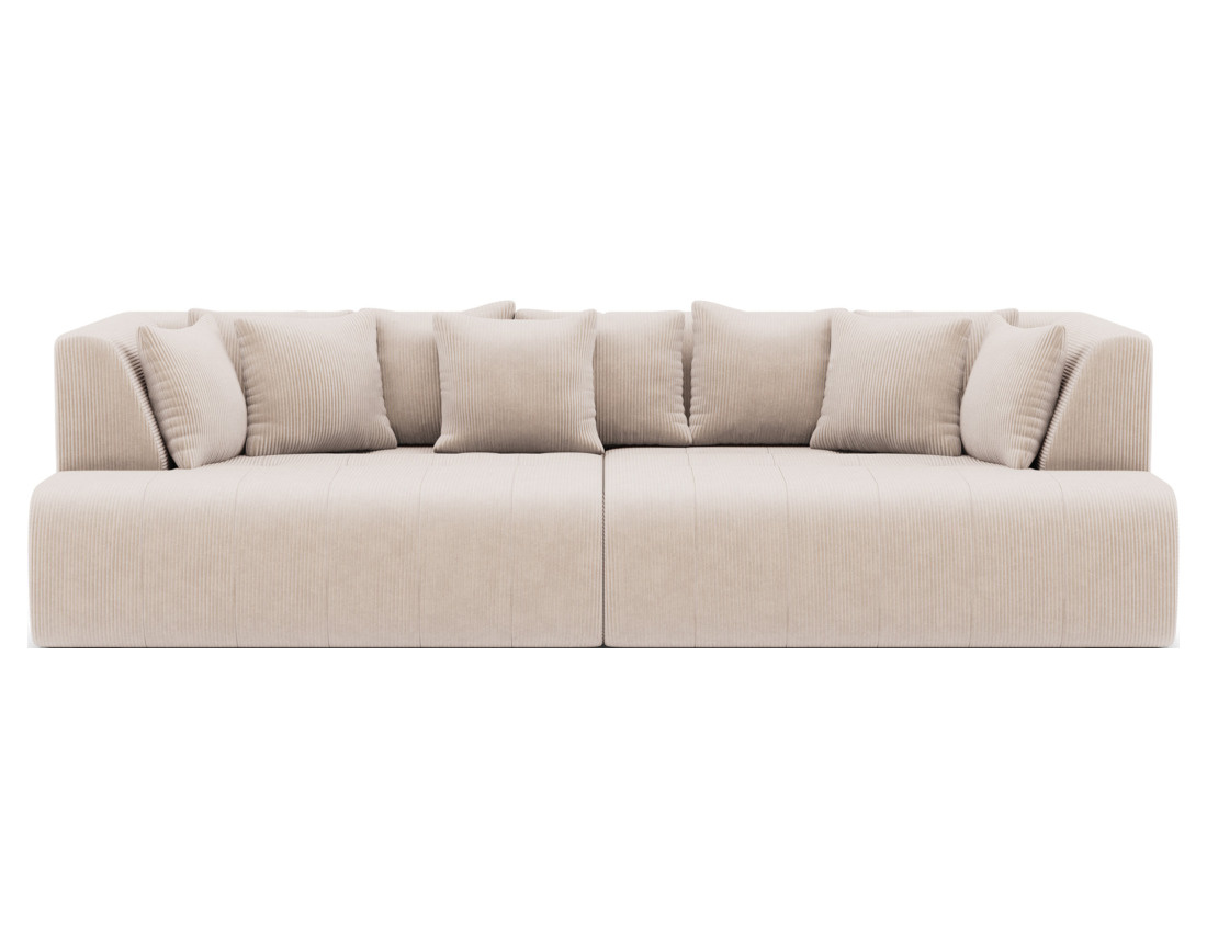 Canapé droit 4 places avec double méridienne - assise profonde - en velours côtelé Onyx