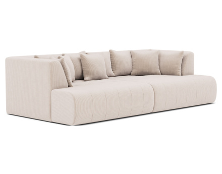 Canapé droit 4 places avec double méridienne - assise profonde - en velours côtelé Onyx