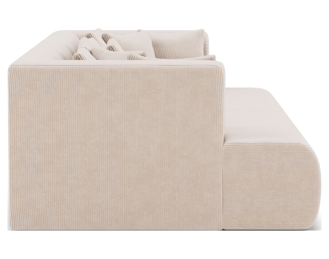 Canapé droit 4 places avec double méridienne - assise profonde - en velours côtelé Onyx