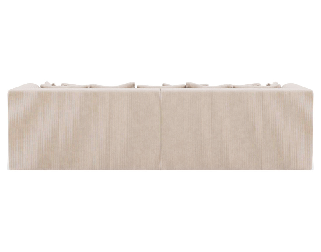 Canapé droit 4 places avec double méridienne - assise profonde - en velours côtelé Onyx