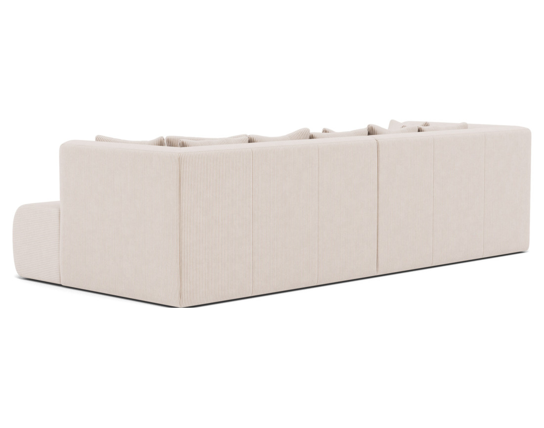 Canapé droit 4 places avec double méridienne - assise profonde - en velours côtelé Onyx