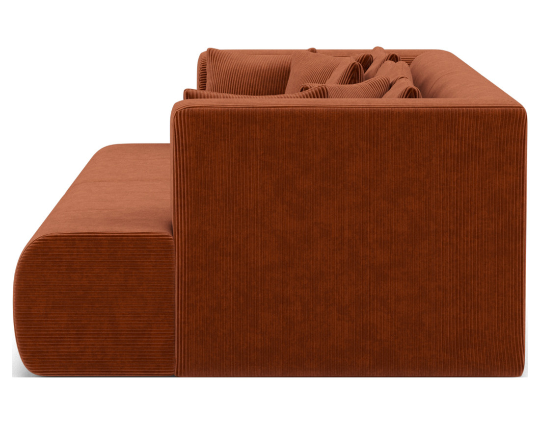 Canapé droit 4 places avec double méridienne - assise profonde - en velours côtelé Onyx