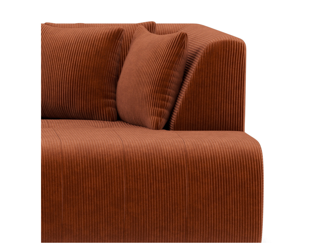 Canapé droit 4 places avec double méridienne - assise profonde - en velours côtelé Onyx