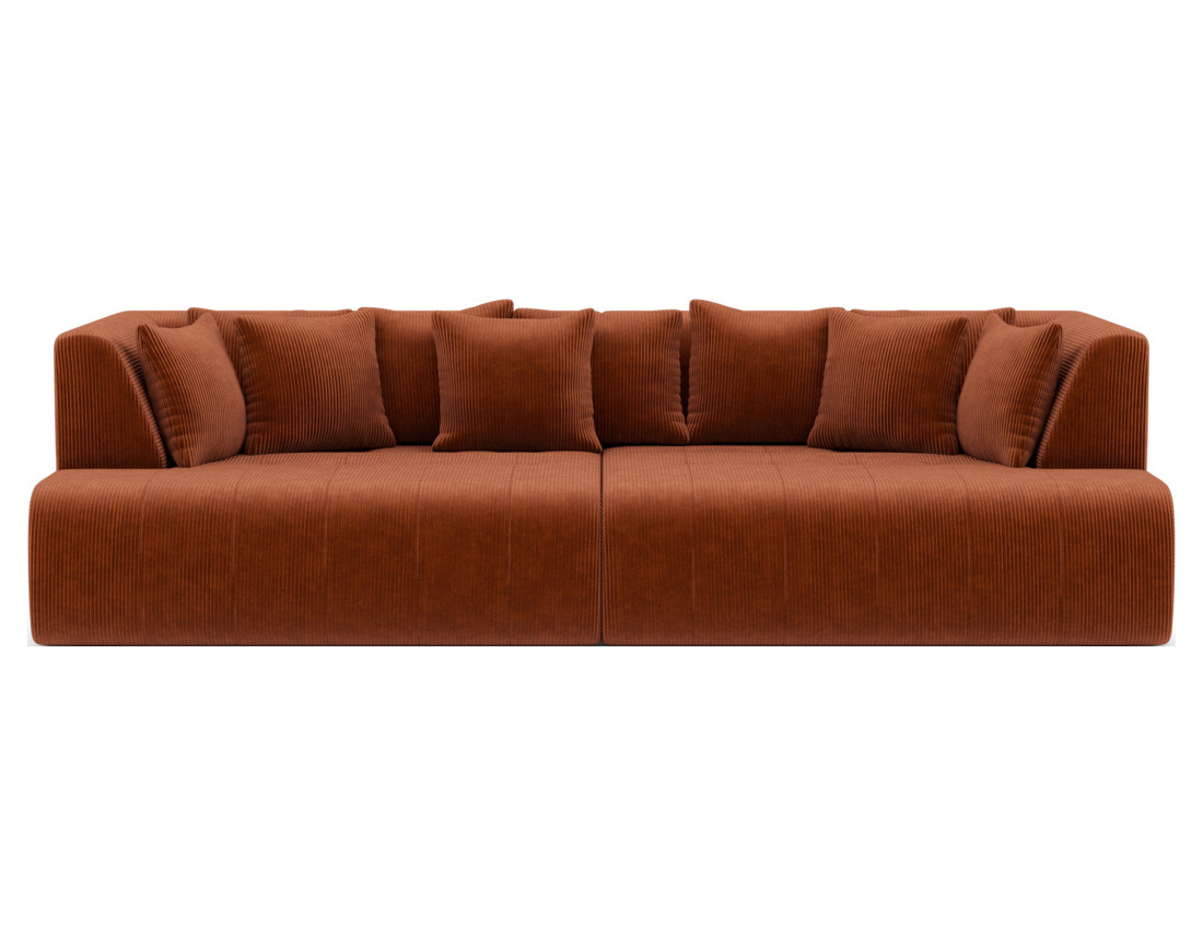 Canapé droit 4 places avec double méridienne - assise profonde - en velours côtelé Onyx