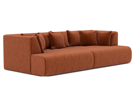 Canapé droit 4 places avec double méridienne - assise profonde - en velours côtelé Onyx