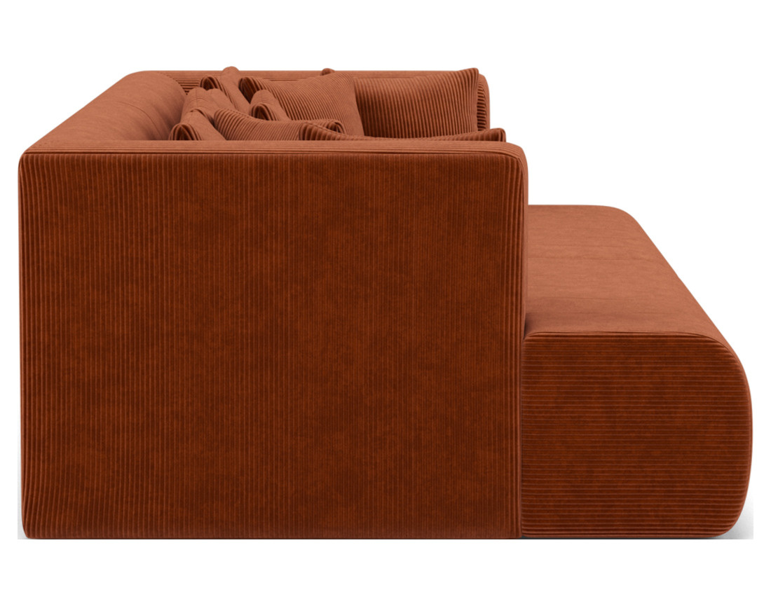 Canapé droit 4 places avec double méridienne - assise profonde - en velours côtelé Onyx