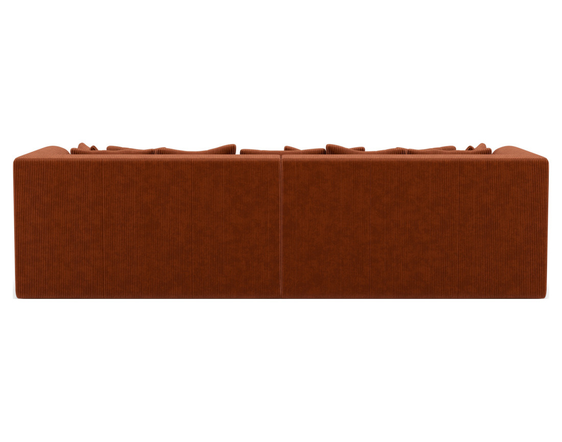 Canapé droit 4 places avec double méridienne - assise profonde - en velours côtelé Onyx