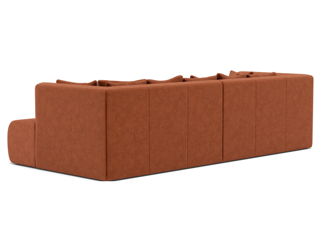 Canapé droit 4 places avec double méridienne - assise profonde - en velours côtelé Onyx