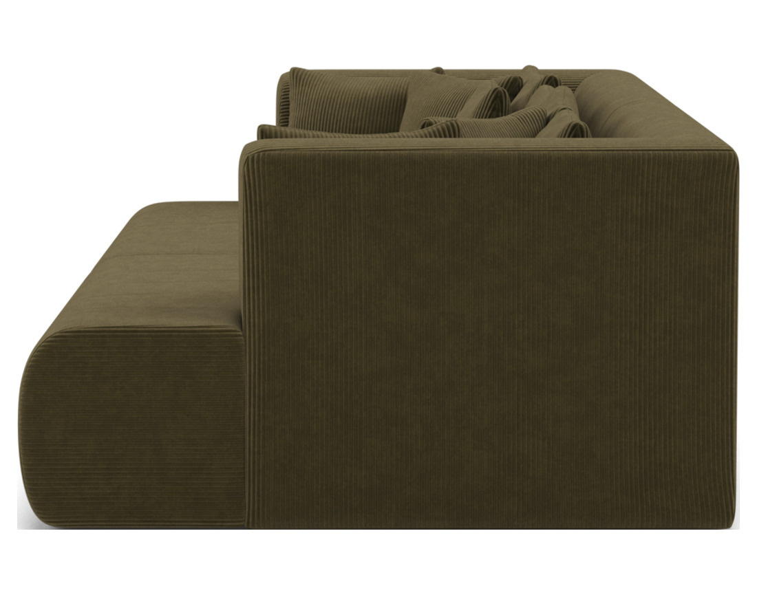 Canapé droit 4 places avec double méridienne - assise profonde - en velours côtelé Onyx