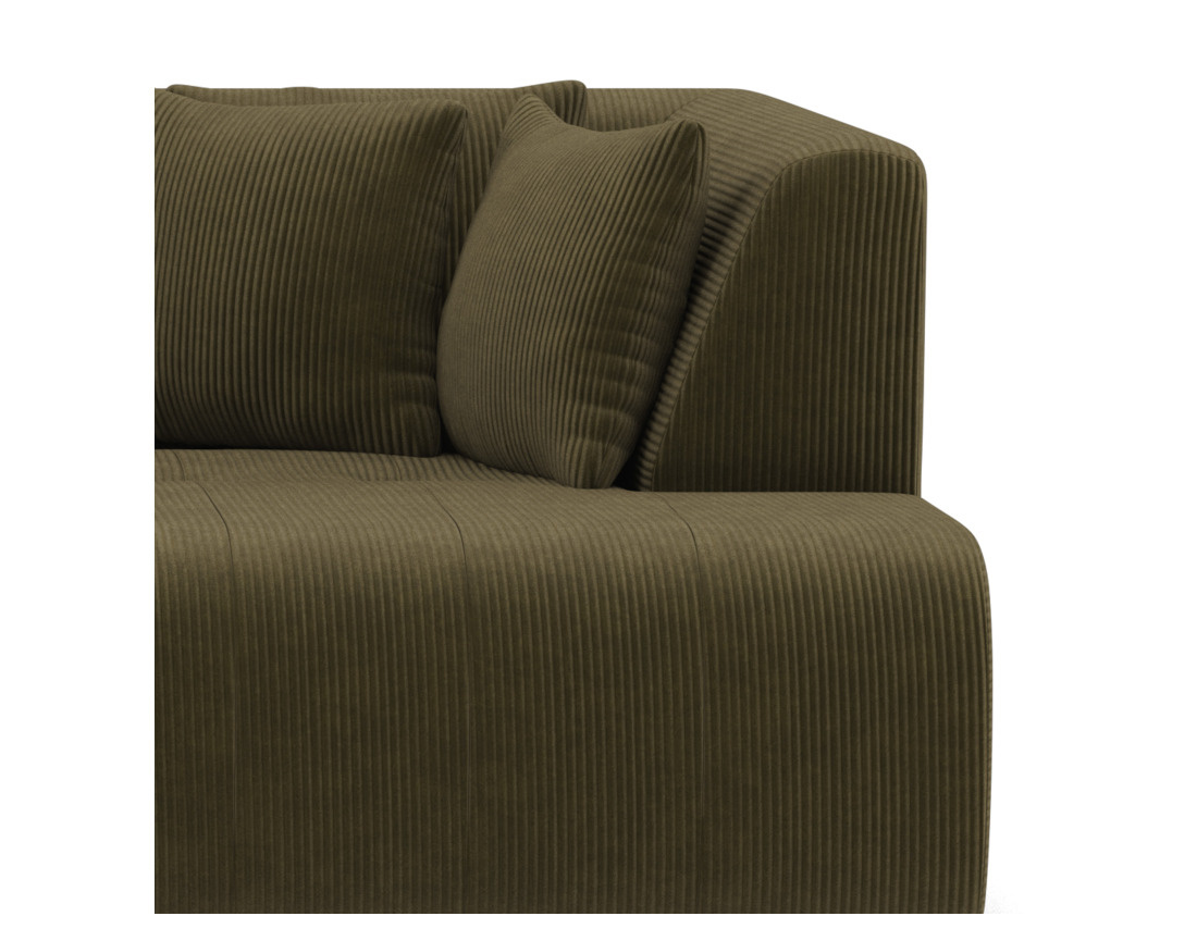 Canapé droit 4 places avec double méridienne - assise profonde - en velours côtelé Onyx