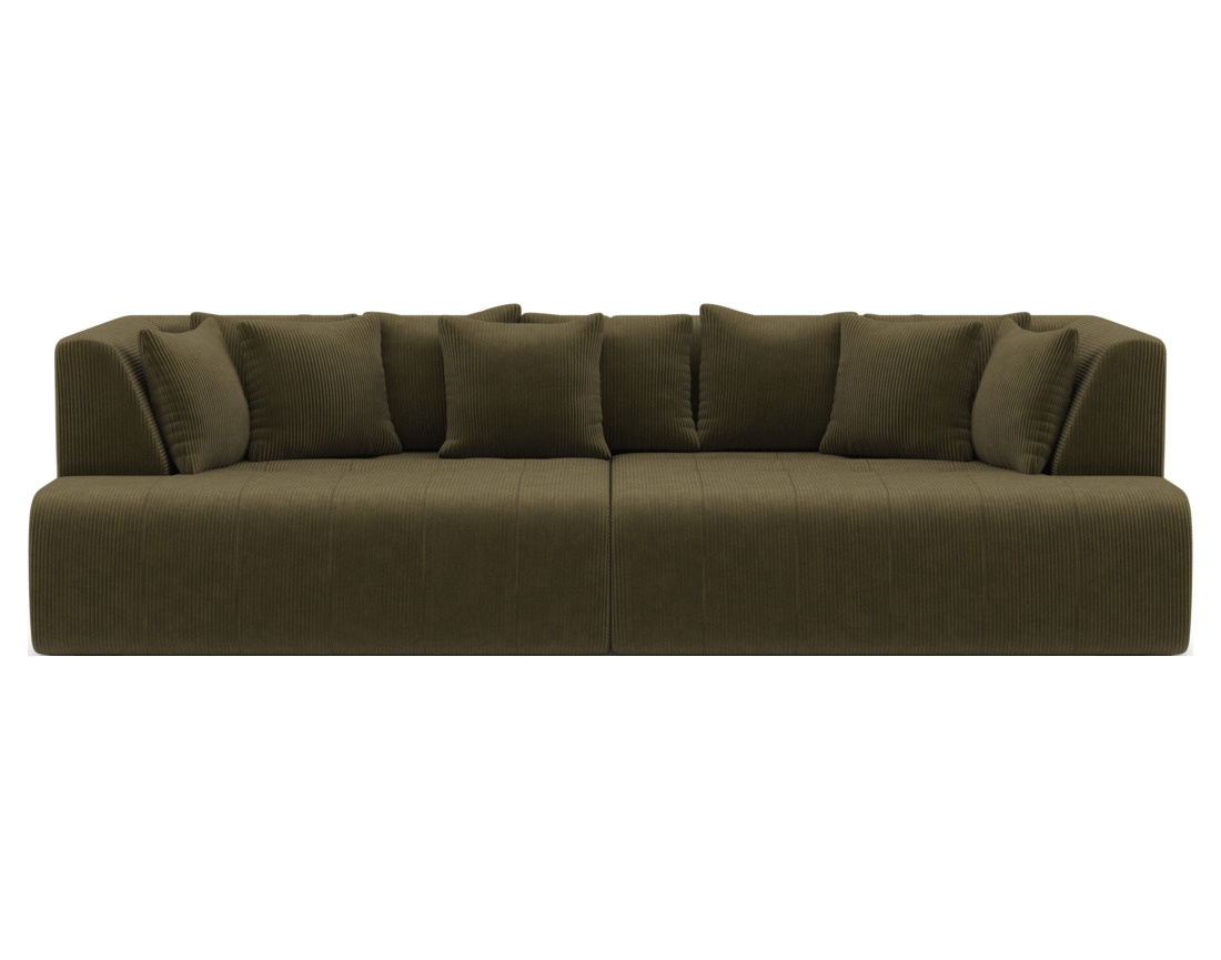 Canapé droit 4 places avec double méridienne - assise profonde - en velours côtelé Onyx