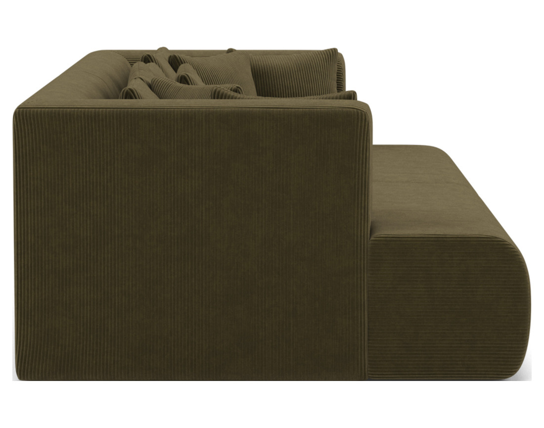 Canapé droit 4 places avec double méridienne - assise profonde - en velours côtelé Onyx