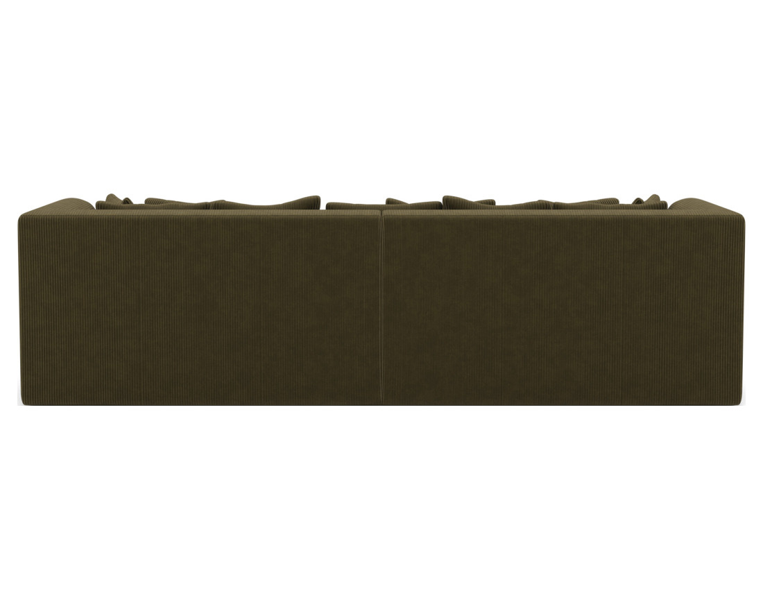 Canapé droit 4 places avec double méridienne - assise profonde - en velours côtelé Onyx