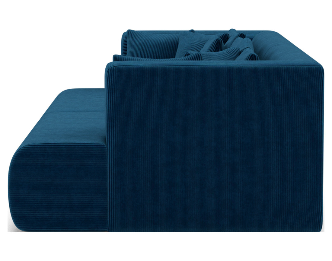 Canapé droit 4 places avec double méridienne - assise profonde - en velours côtelé Onyx