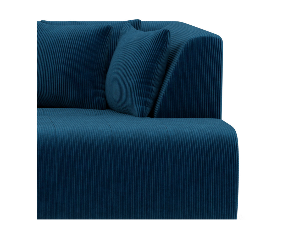 Canapé droit 4 places avec double méridienne - assise profonde - en velours côtelé Onyx