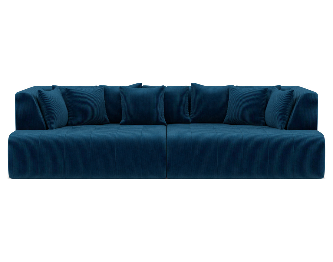 Canapé droit 4 places avec double méridienne - assise profonde - en velours côtelé Onyx