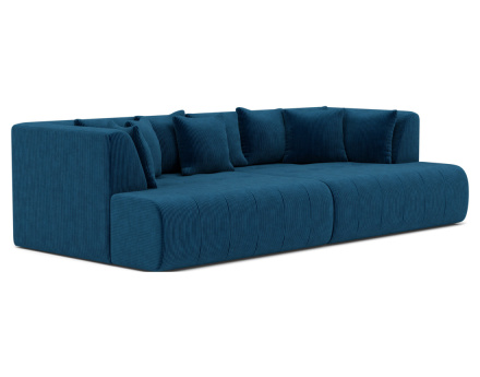 Canapé droit 4 places avec double méridienne - assise profonde - en velours côtelé Onyx