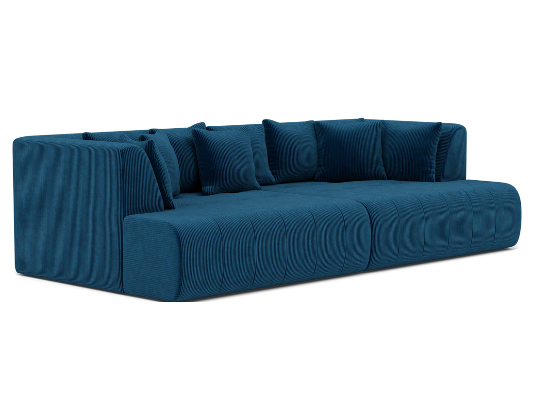 Canapé droit 4 places avec double méridienne - assise profonde - en velours côtelé Onyx