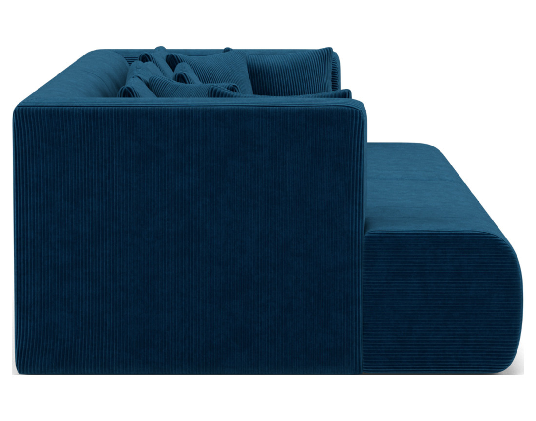 Canapé droit 4 places avec double méridienne - assise profonde - en velours côtelé Onyx