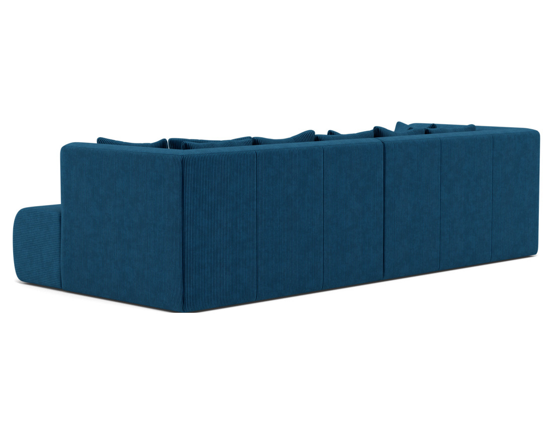 Canapé droit 4 places avec double méridienne - assise profonde - en velours côtelé Onyx