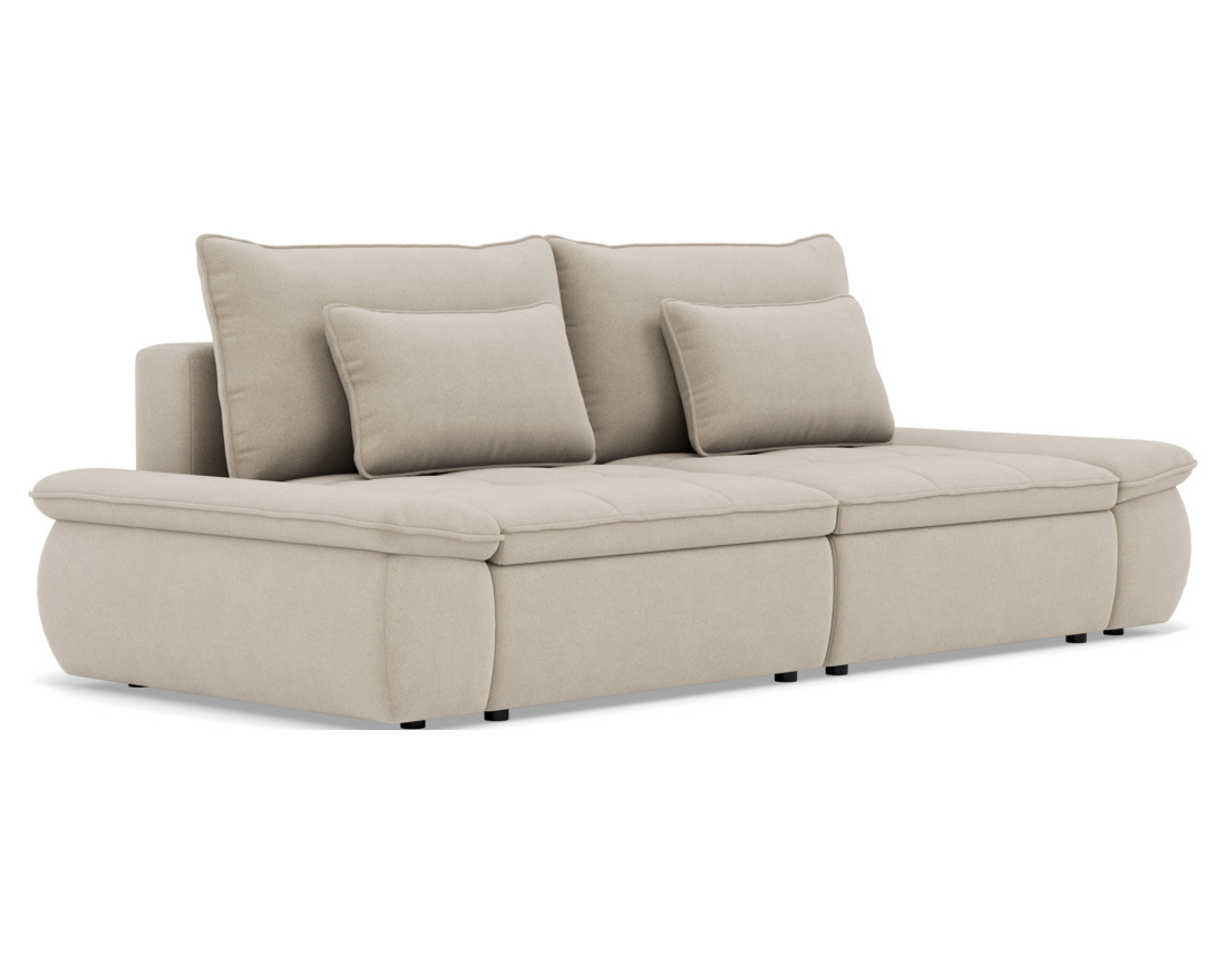 Canapé droit 3 places convertible avec coffre en tissu texturé Elvona