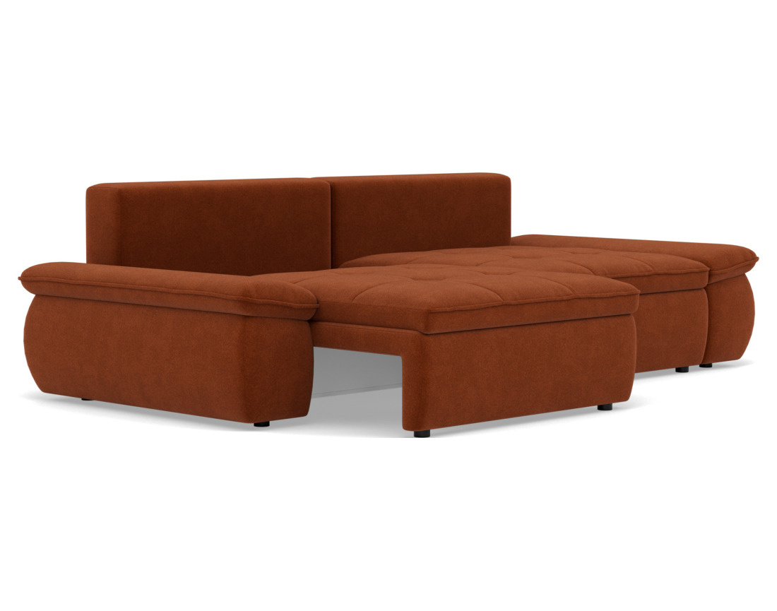 Canapé droit 3 places convertible avec coffre en tissu texturé Elvona