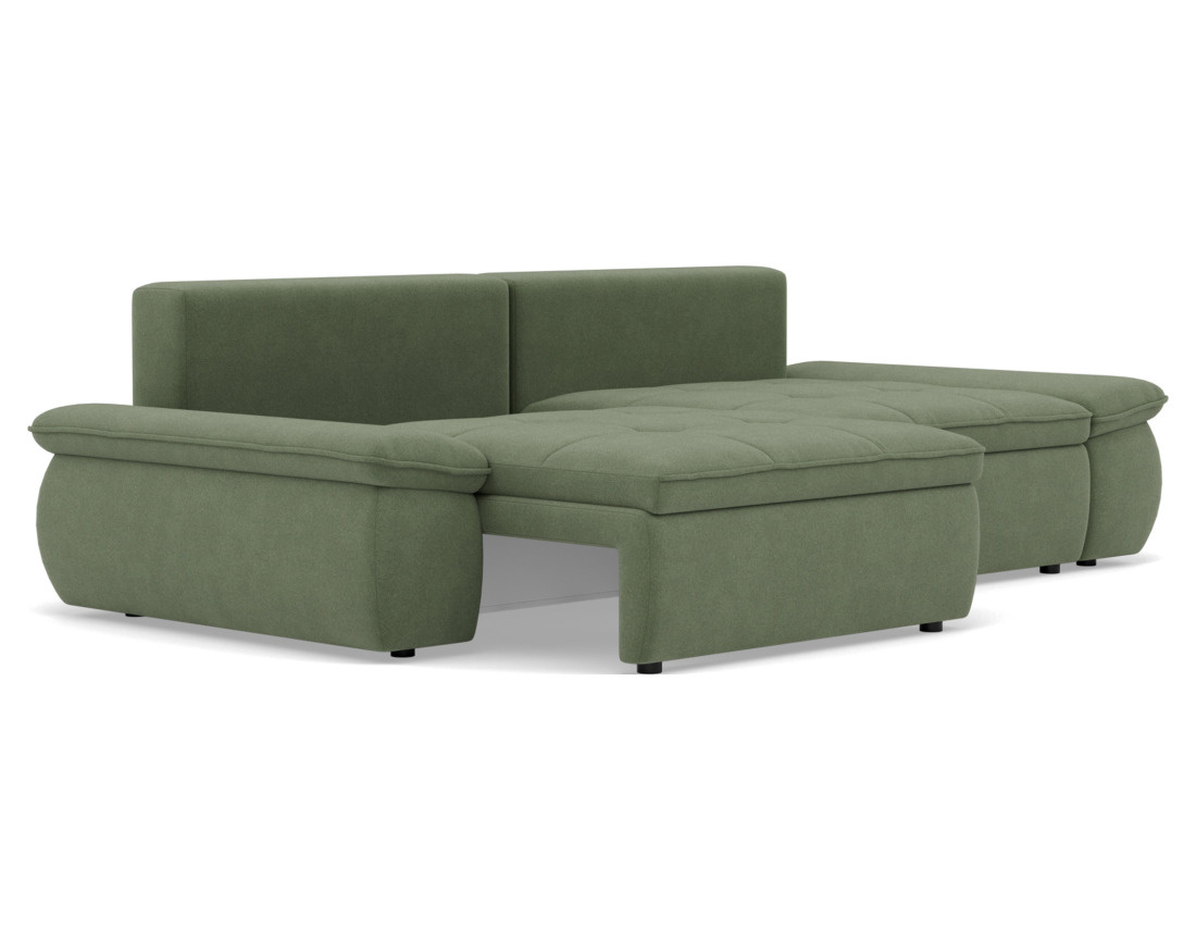 Canapé droit 3 places convertible avec coffre en tissu texturé Elvona