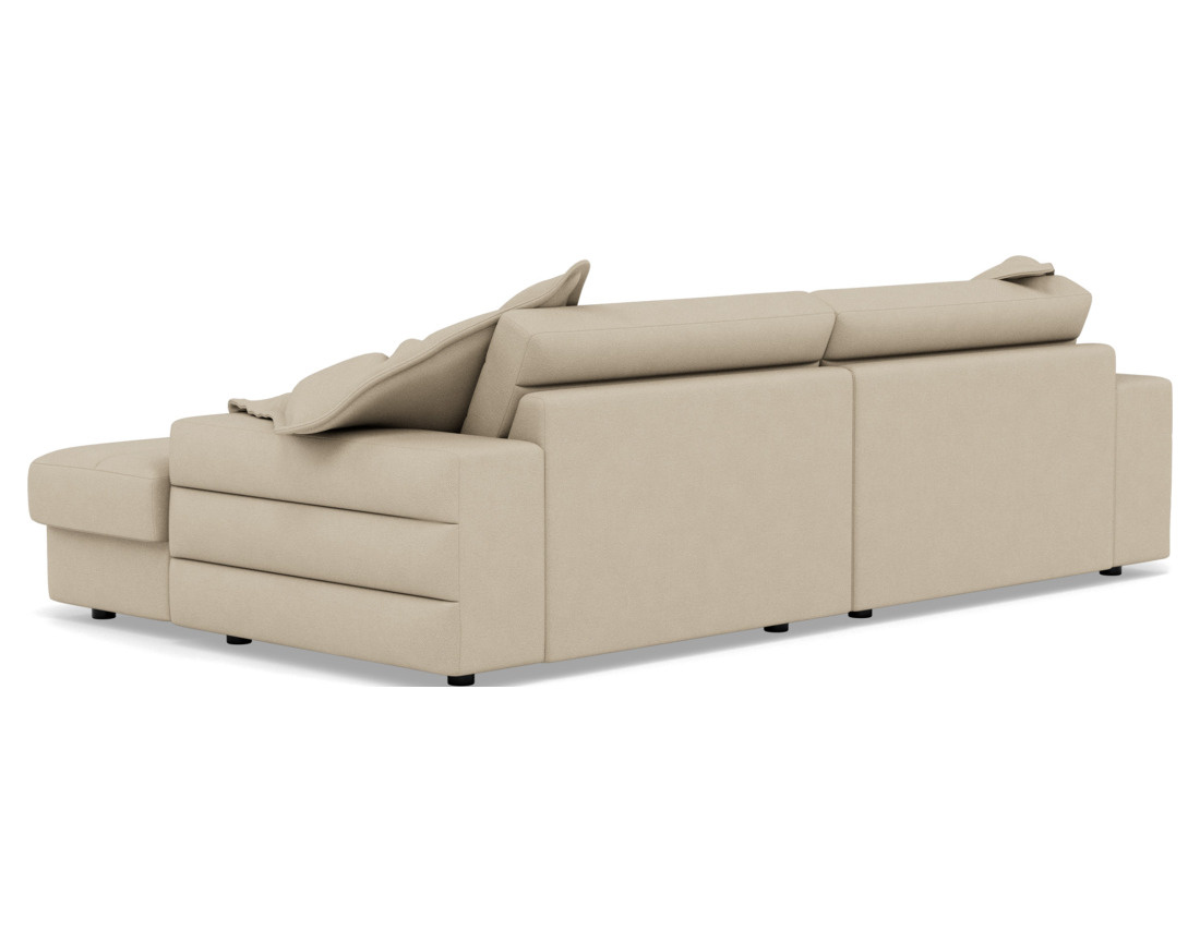 Canapé droit 4 places double méridienne assise profonde en tissu texturé Giulia