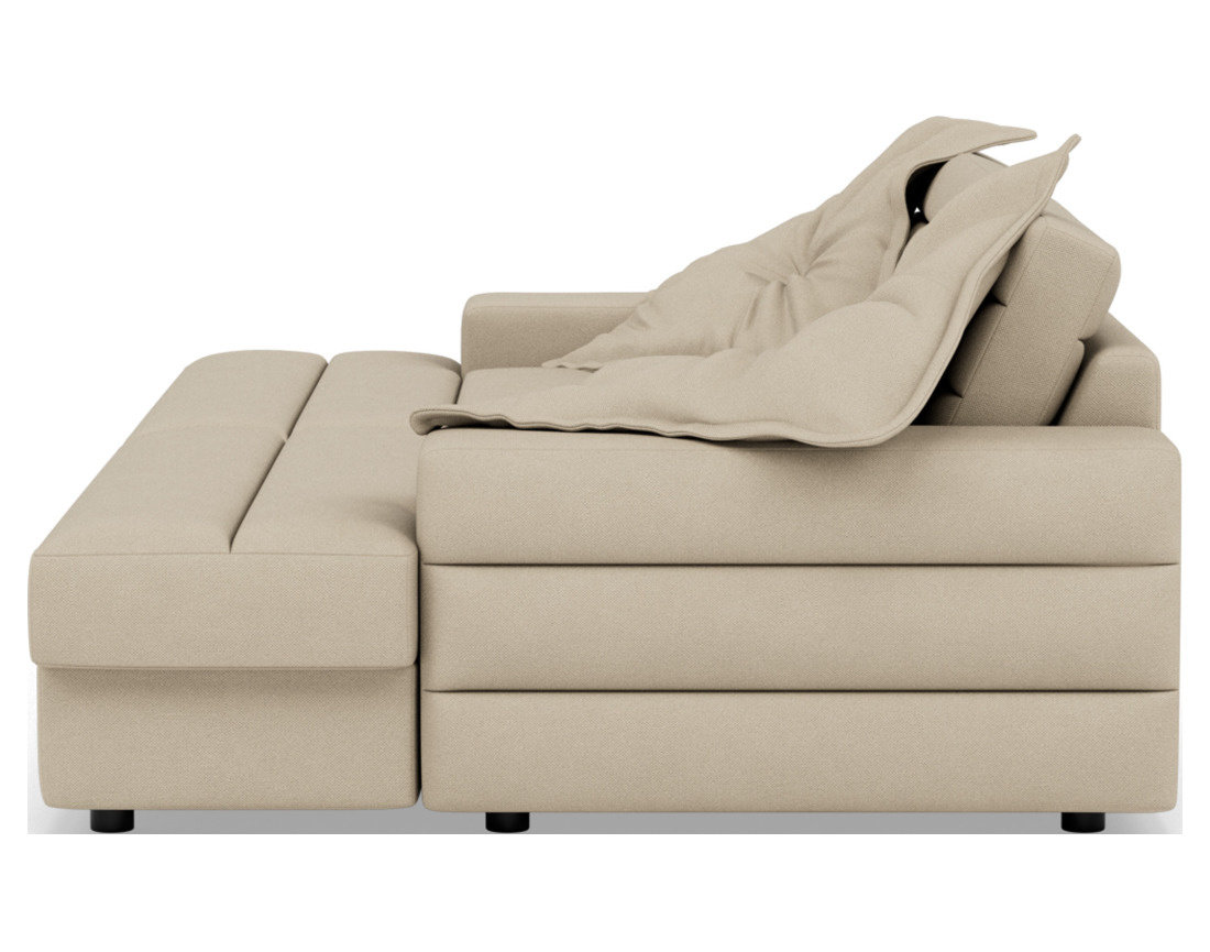 Canapé droit 4 places double méridienne assise profonde en tissu texturé Giulia