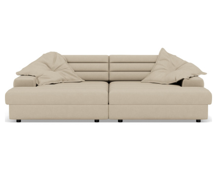 Canapé droit 4 places double méridienne assise profonde en tissu texturé Giulia