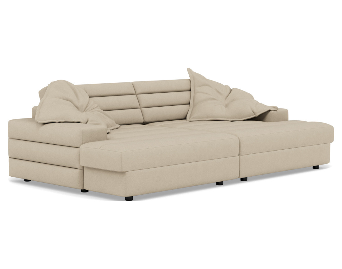 Canapé droit 4 places double méridienne assise profonde en tissu texturé Giulia