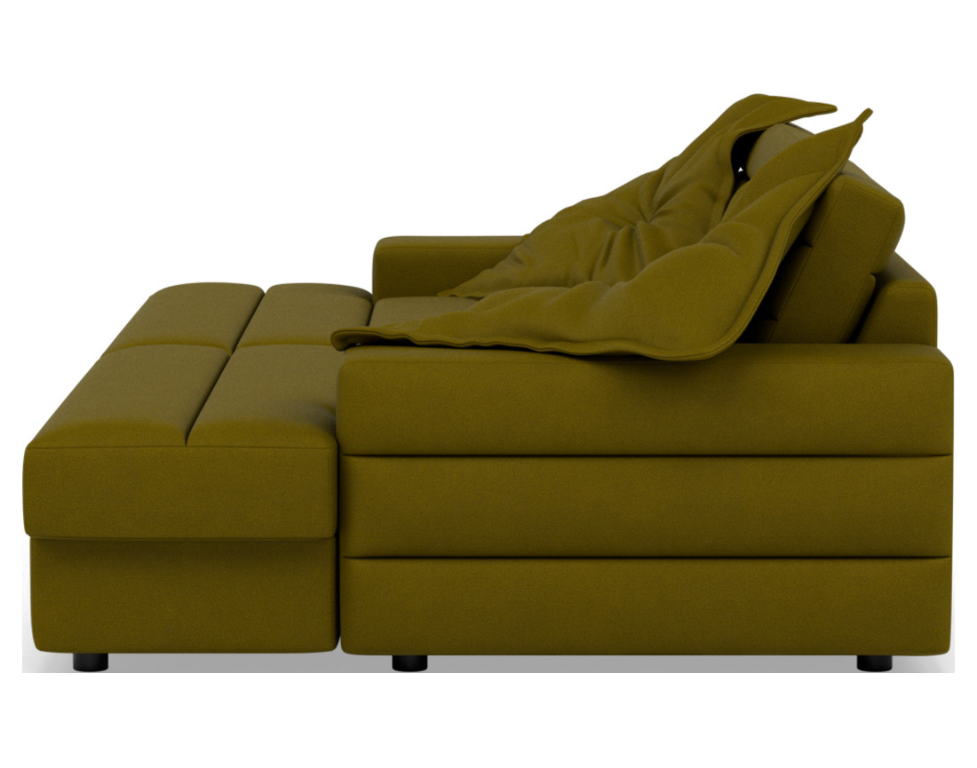 Canapé droit 4 places double méridienne assise profonde en tissu texturé Loredana