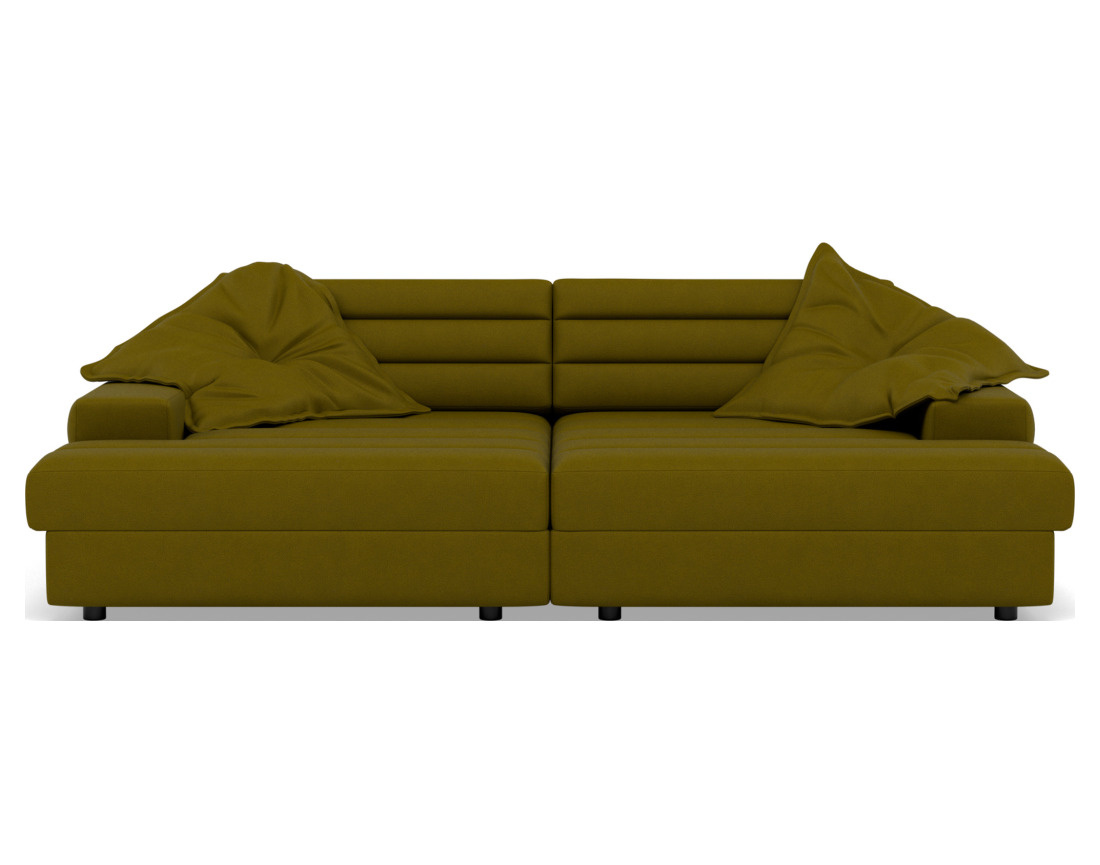 Canapé droit 4 places double méridienne assise profonde en tissu texturé Loredana