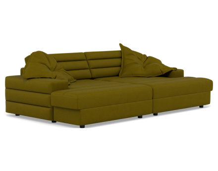 Canapé droit 4 places double méridienne assise profonde en tissu texturé Loredana