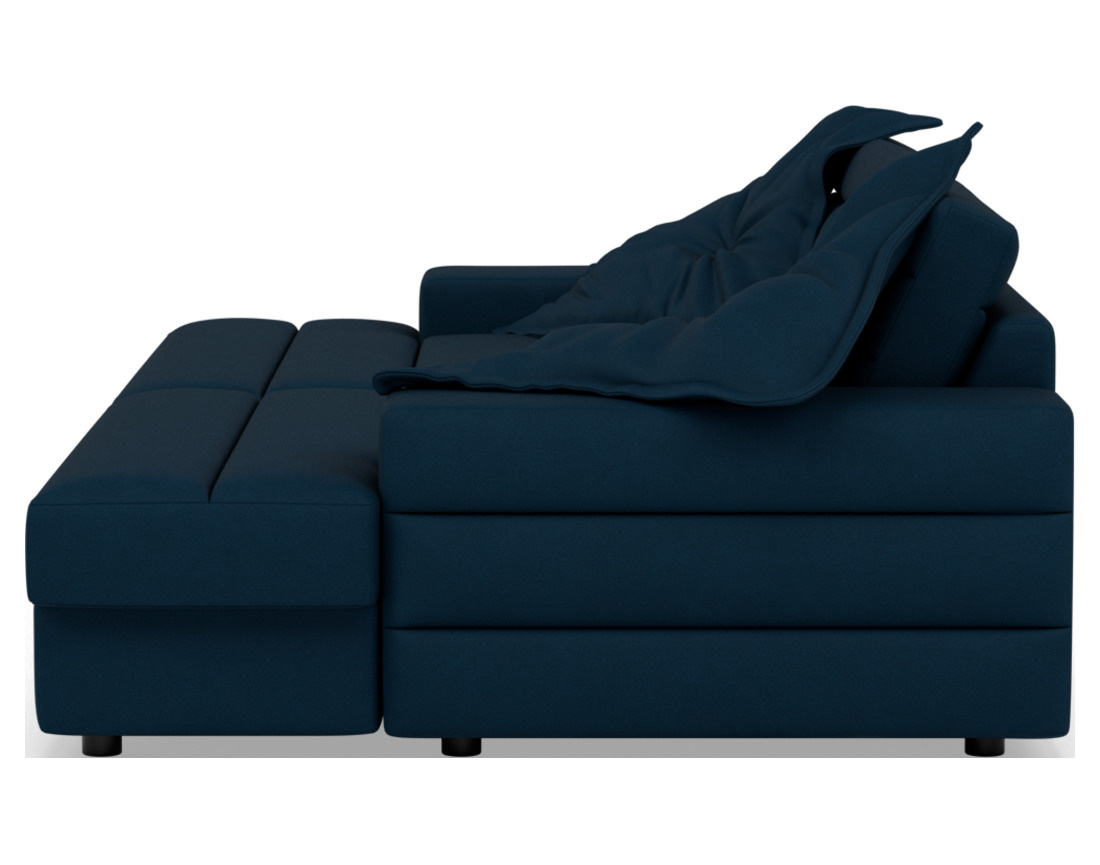 Canapé droit 4 places double méridienne assise profonde en tissu texturé Loredana