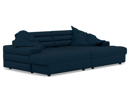 Canapé droit 4 places double méridienne assise profonde en tissu texturé Loredana