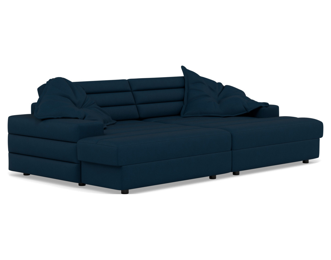 Canapé droit 4 places double méridienne assise profonde en tissu texturé Loredana