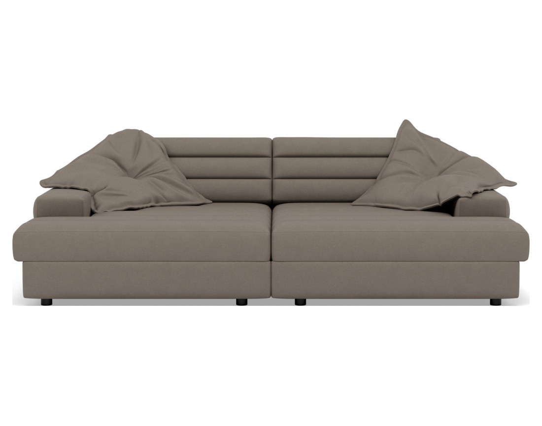 Canapé droit 4 places double méridienne assise profonde en tissu texturé Loredana Canapé droit 4 places double méridienne assise profonde en tissu texturé Loredana