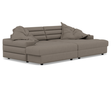 Canapé droit 4 places double méridienne assise profonde en tissu texturé Giulia