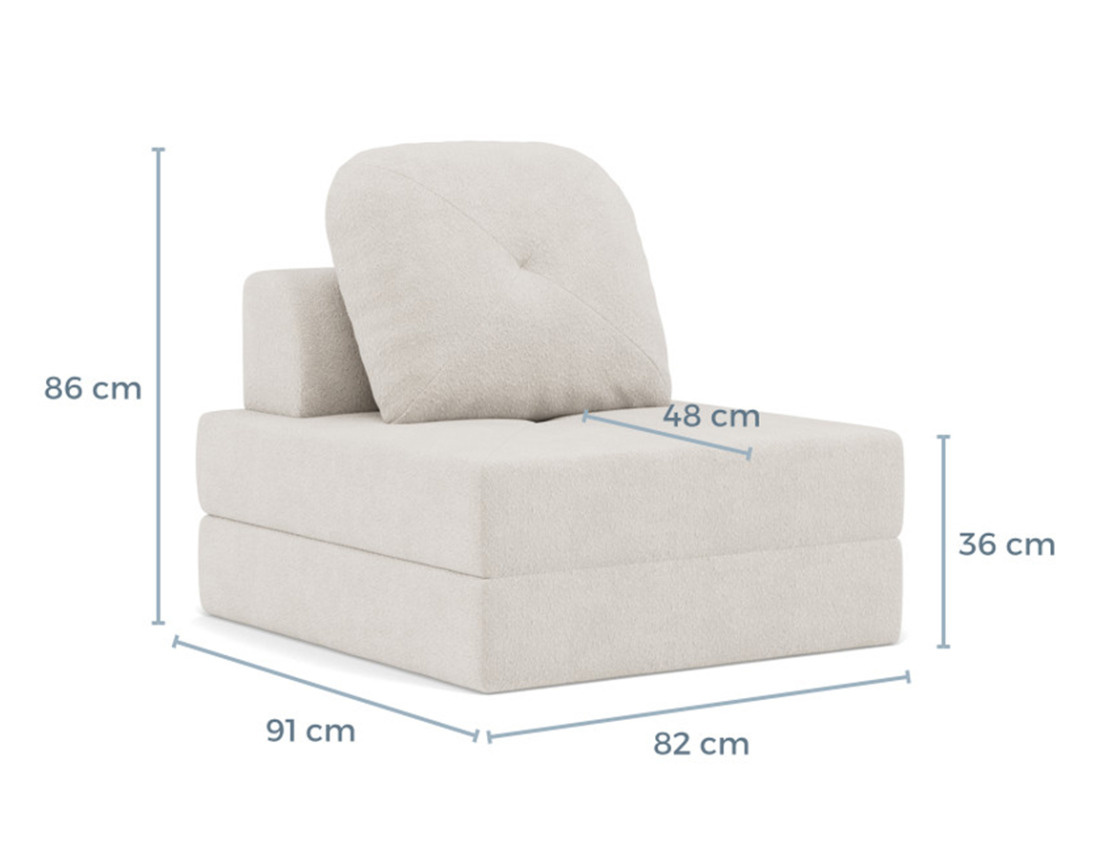 Fauteuil convertible déplimousse en tissu bouclette Edna