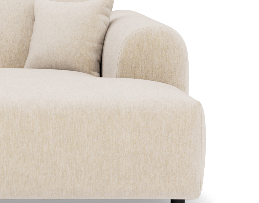Canapé droit 4 places avec double méridienne assise profonde en velours texturé Aumance