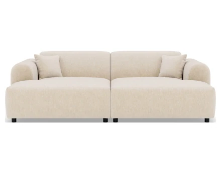 Canapé droit 4 places avec double méridienne assise profonde en velours texturé Aumance