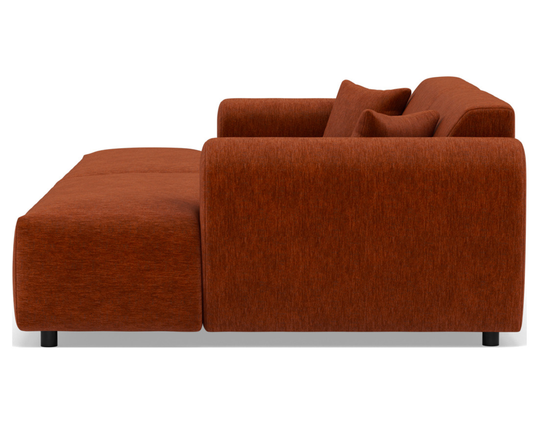 Canapé droit 4 places avec double méridienne assise profonde en velours texturé Aumance